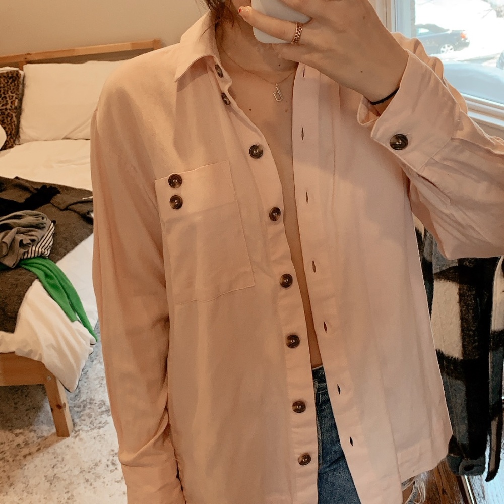 Topshop Pink Button Down